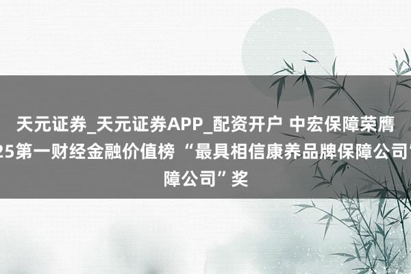 天元证券_天元证券APP_配资开户 中宏保障荣膺2025第一财经金融价值榜 “最具相信康养品牌保障公司”奖